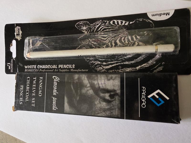 White charcoal pencil
