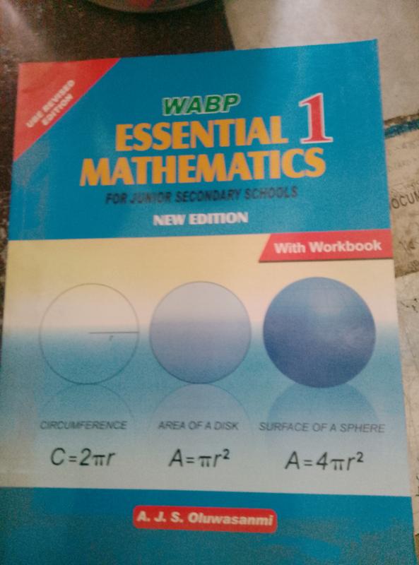Old edition Wabp essential mathematics JSS1